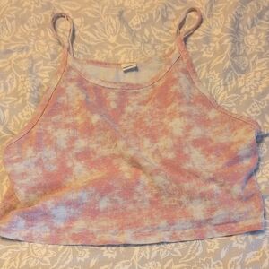 Tie-Dye Pink and White Women's Crop Top
